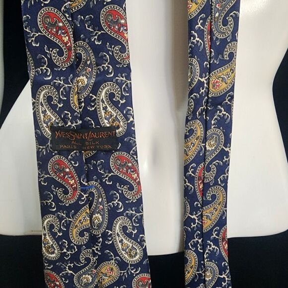 Yves Saint Laurent Silk Blue Paisley Tie - Picture 4 of 4